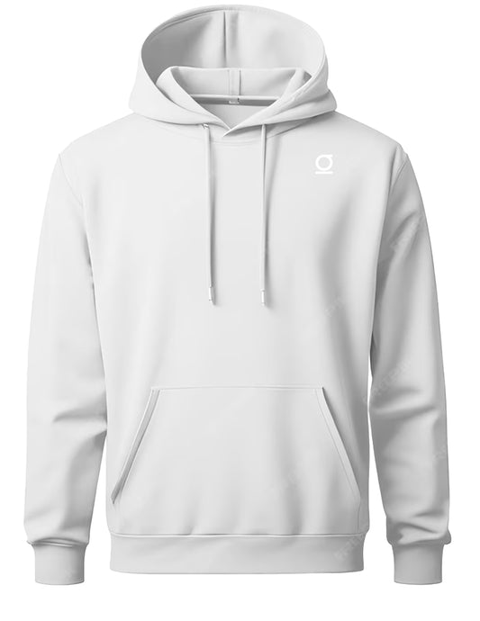 White hoodie with GTW logo on the chest against a white background