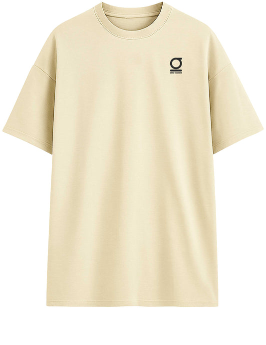 Beige Grind Train Win GTW oversized t-shirt with a logo on a white background
