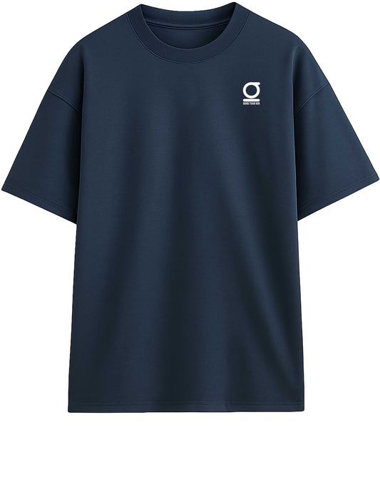 Navy blue Grind Train Win GTW oversized t-shirt with a white logo on a white background